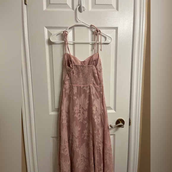 Lulus Loveliest Looks Blush Pink Floral Jacquard Tie-Strap Mini Dress - Picture 7 of 9